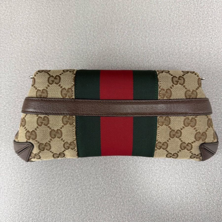 Gucci horsebit 1955 老花滿印 復刻腋下包 雙肩帶-1
