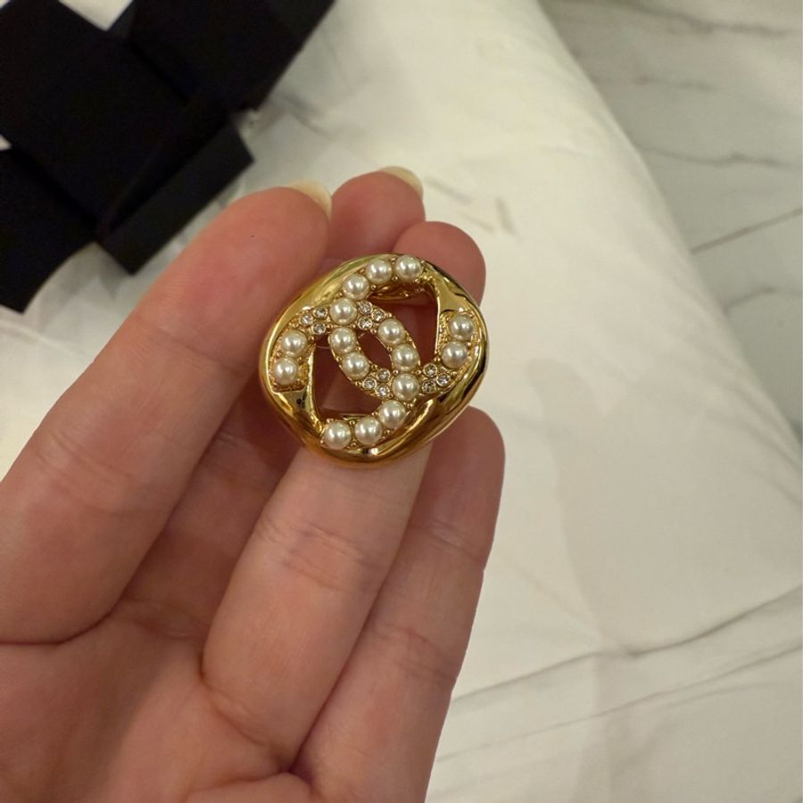 香奈兒CHANEL方糖系列B24優雅氣質水晶珍珠方框復古耳環-4