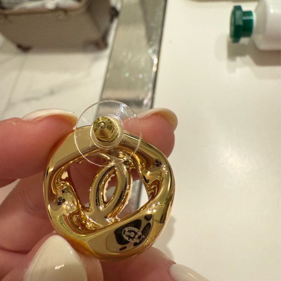 香奈兒CHANEL方糖系列B24優雅氣質水晶珍珠方框復古耳環-8