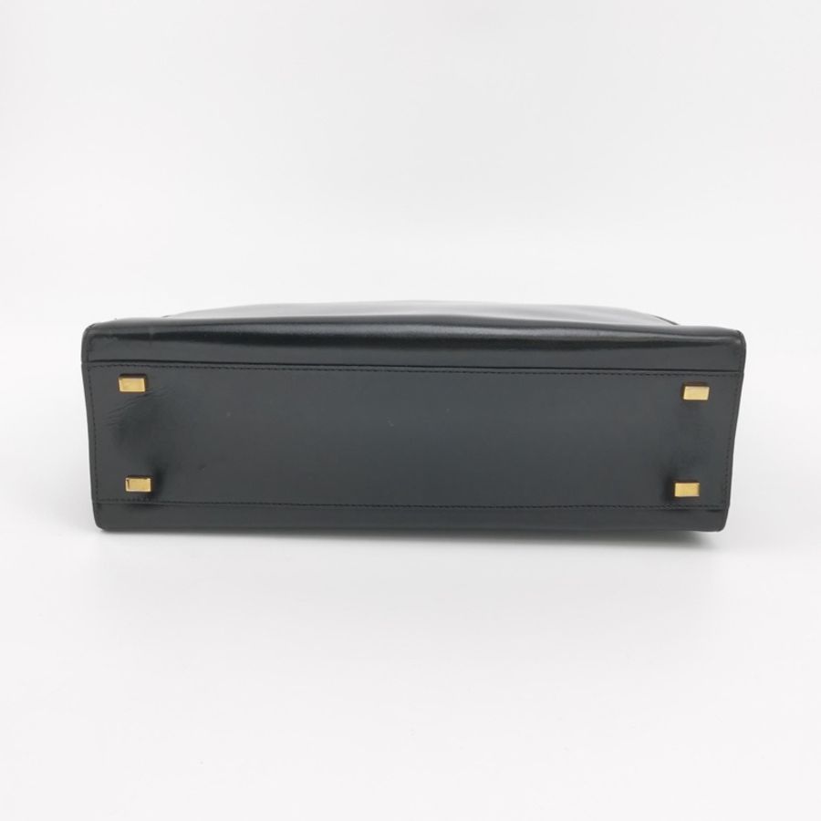 Celine 牛皮純色壓印字母logo手提包-5