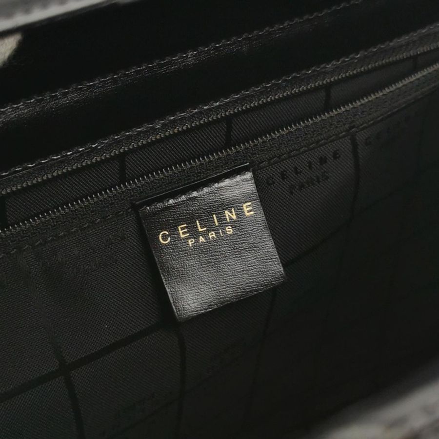 Celine 牛皮純色壓印字母logo手提包-7