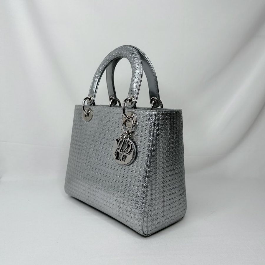 DIOR Lady Dior金屬銀黛妃包-2