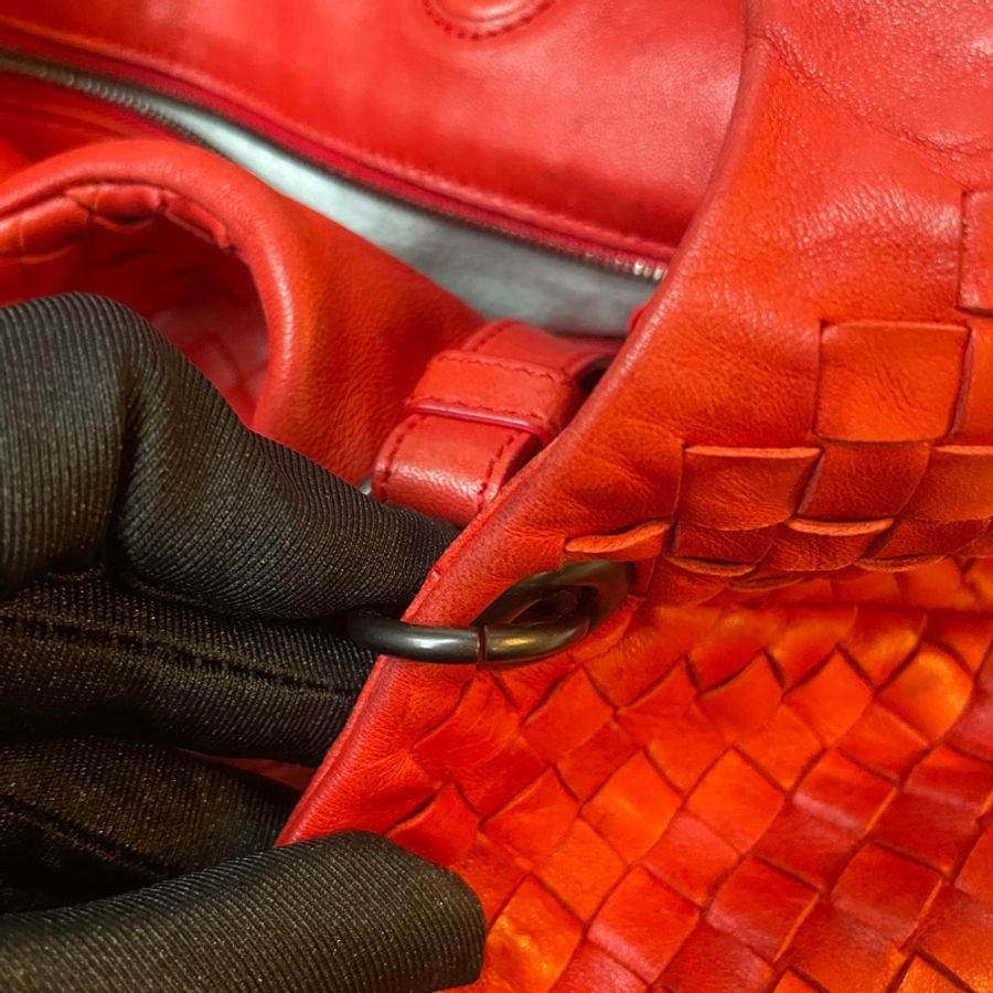 Bottega Veneta 紅編織和尚包-22