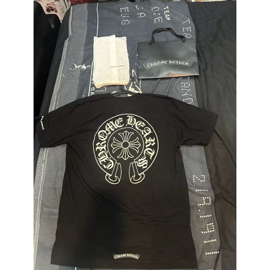 Chrome Hearts 后背马蹄印花短袖T恤 男女同款 黑色尺寸:L號全新附購買證明-1