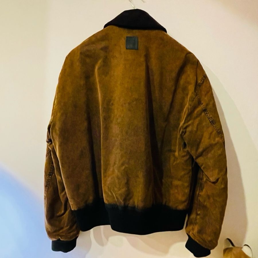 LOEWE 咖啡色尼龍仿舊鋪棉夾克-1