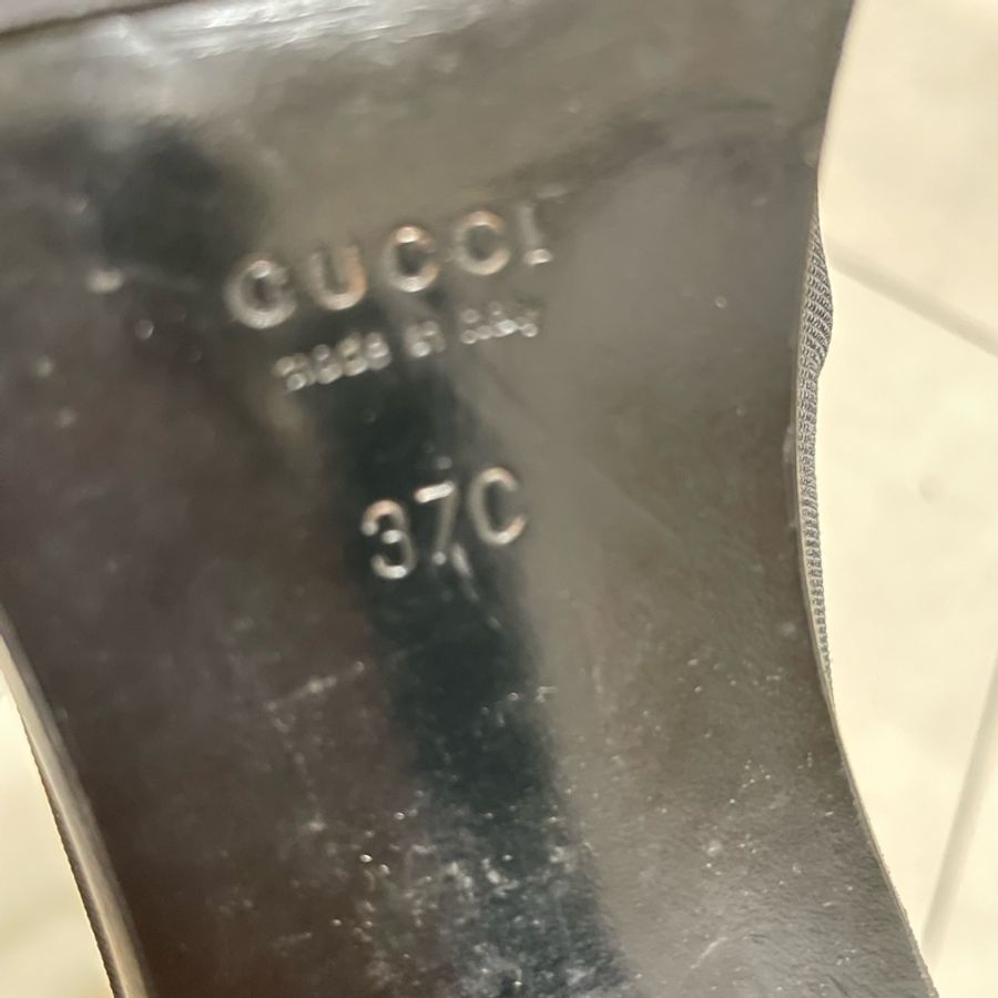 正品出清 GUCCI~高根鞋已補底37 尼龍布材質-11