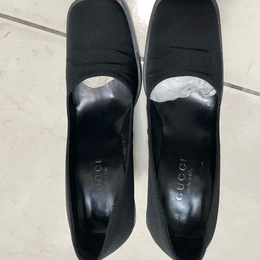 正品出清 GUCCI~高根鞋已補底37 尼龍布材質-12