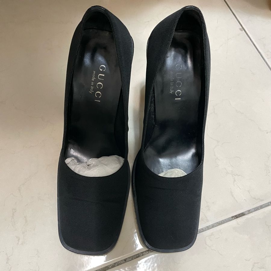 正品出清 GUCCI~高根鞋已補底37 尼龍布材質-13