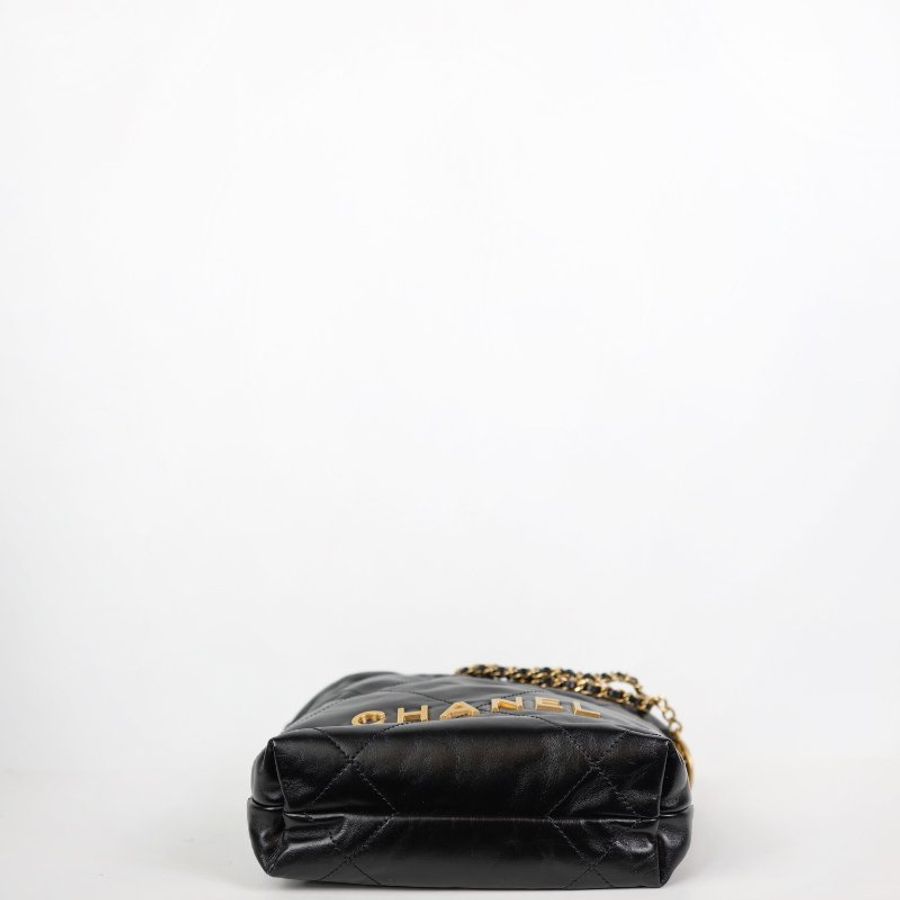 Chanel mini 22bag 經典黑金 芯片款-9
