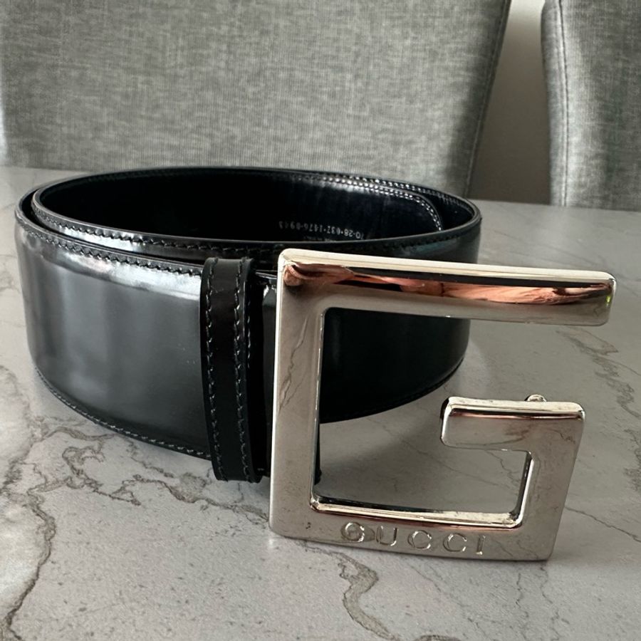 Gucci G logo 粗身皮帶-4