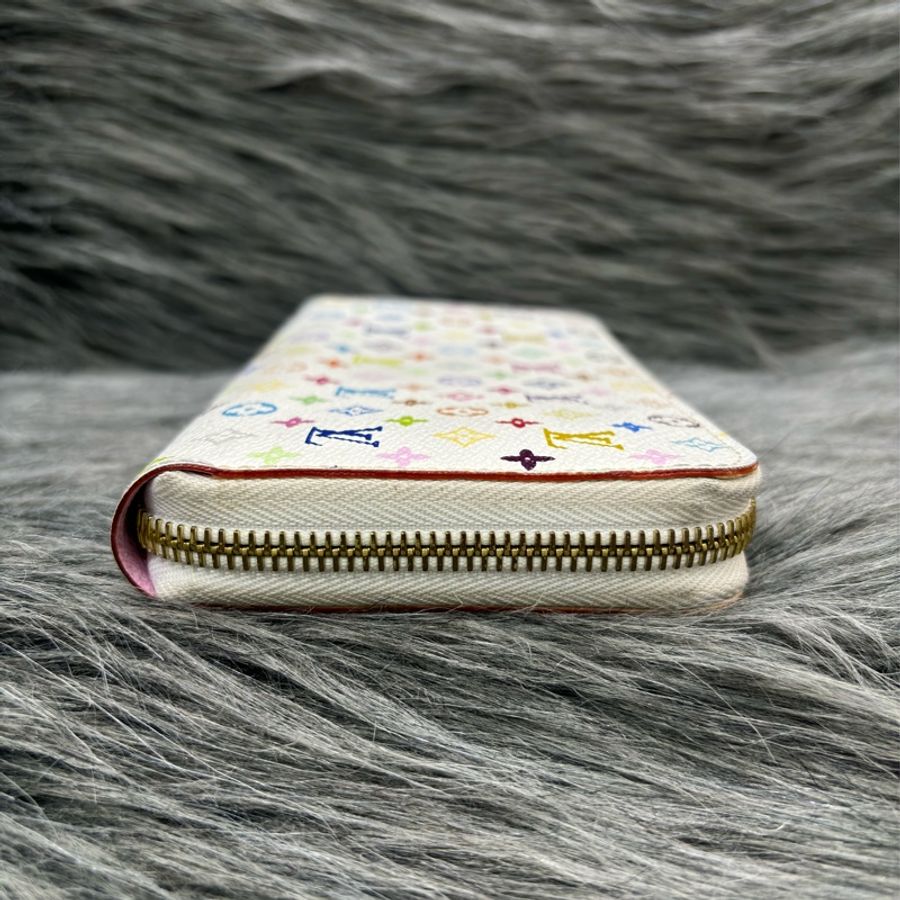 LV M60241 白彩 原花 老花 字紋 信用卡 零錢 拉鍊 發財 包 長夾 夾 皮夾-3