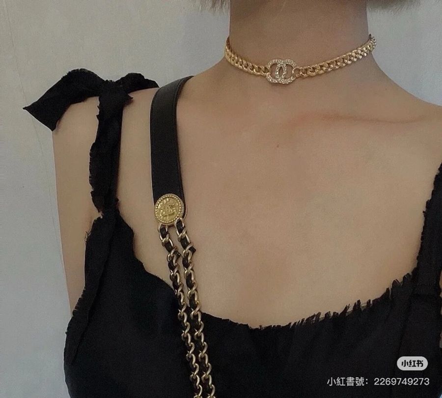 CHANEL 香奈兒 熔岩 滿鑽 CC choker GD 志龍 同款 手鍊 手鏈 項鏈 項鍊 鍊子-12