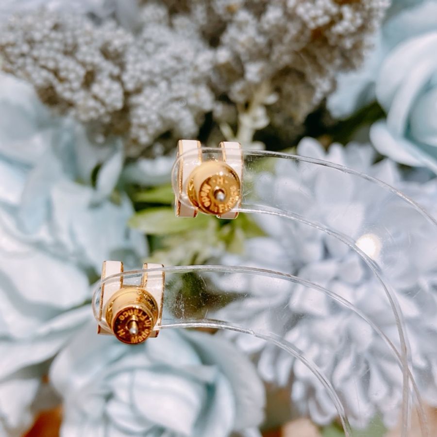 TW4091 愛馬仕迷你 白色H耳環 Hermes Mini Pop H Earrings-2