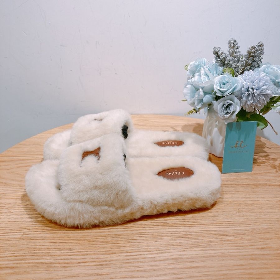 TW4093 Celine 賽琳 毛毛拖鞋 39碼Fur Slide Triomphe Slipper-2