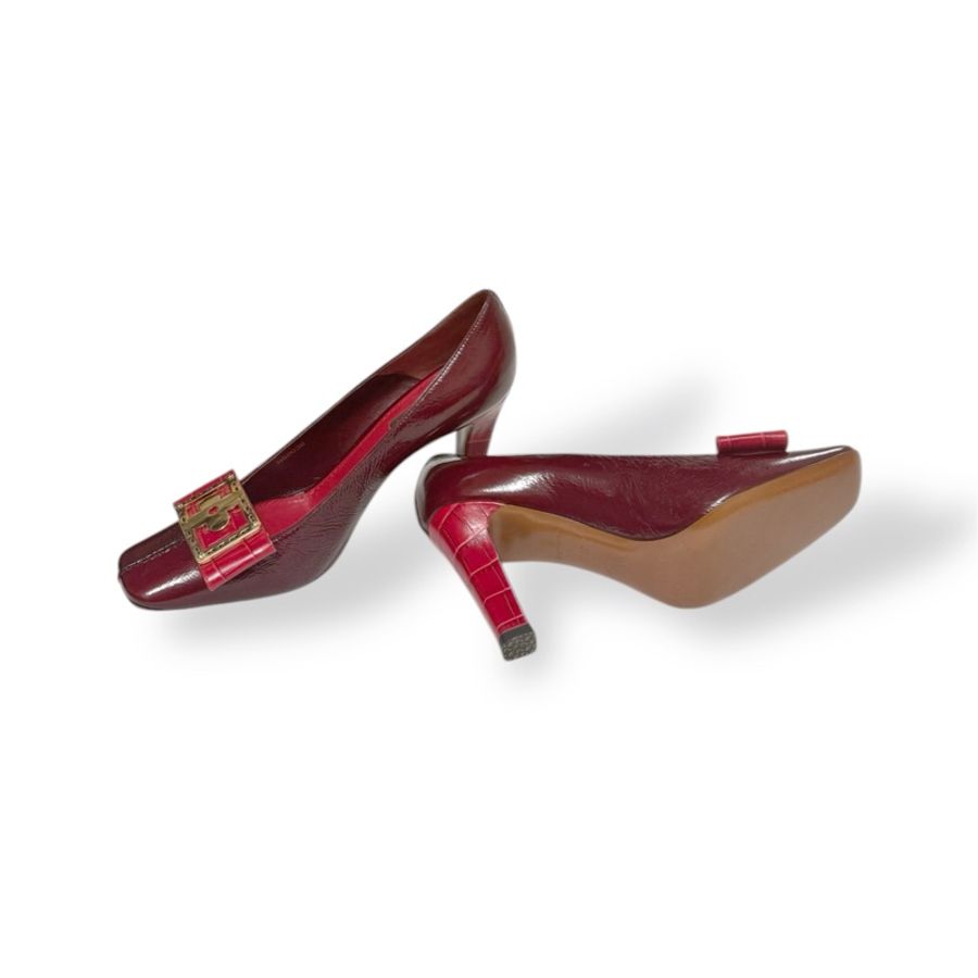 🍒LOUIS VUITTON酒紅色瑕疵高跟鞋size:37.5/ 2F250217-1-6
