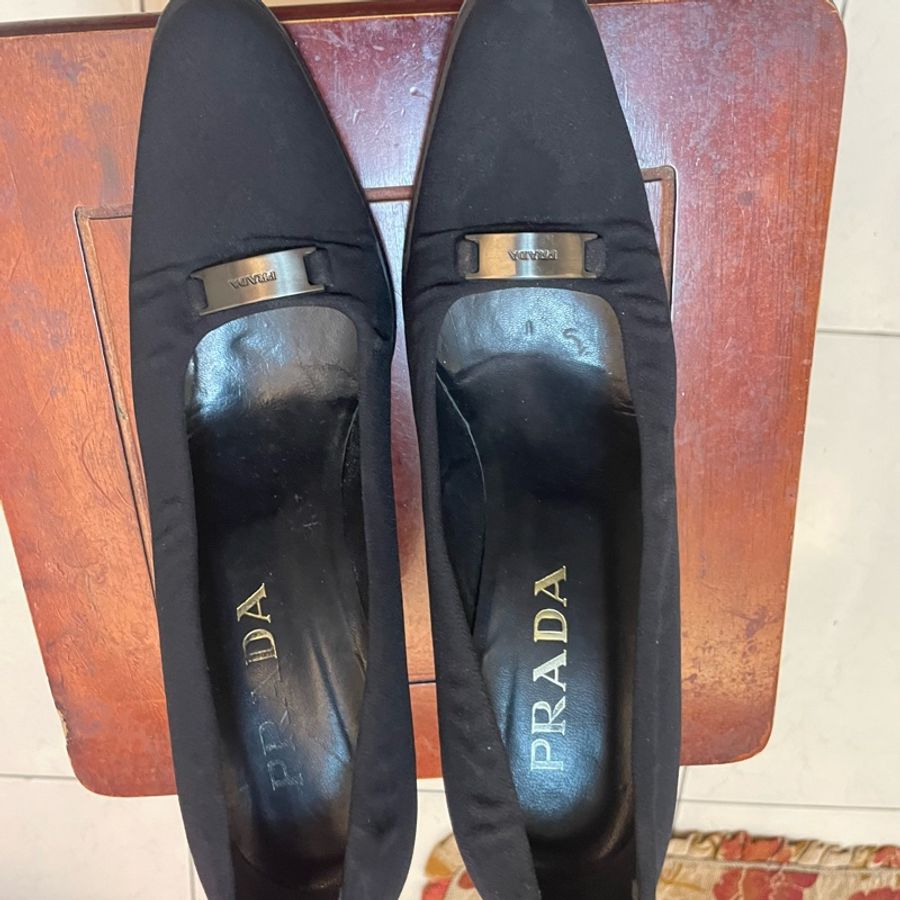 PRADA  絲巾布高根鞋 37號-7