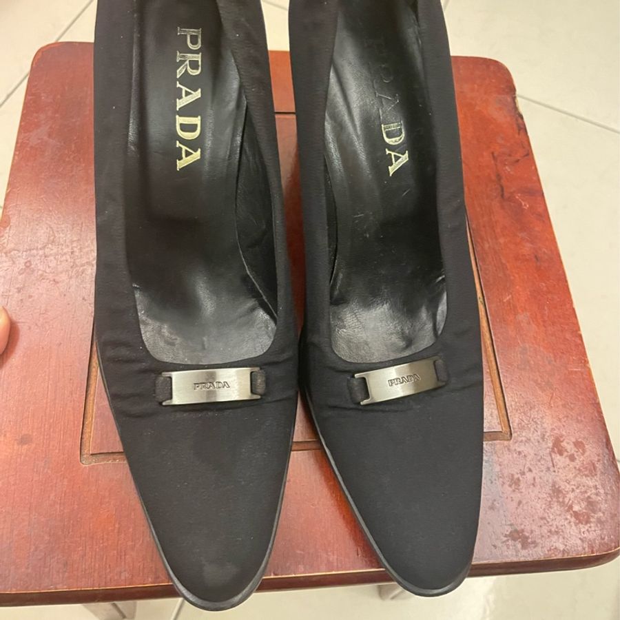PRADA  絲巾布高根鞋 37號-13
