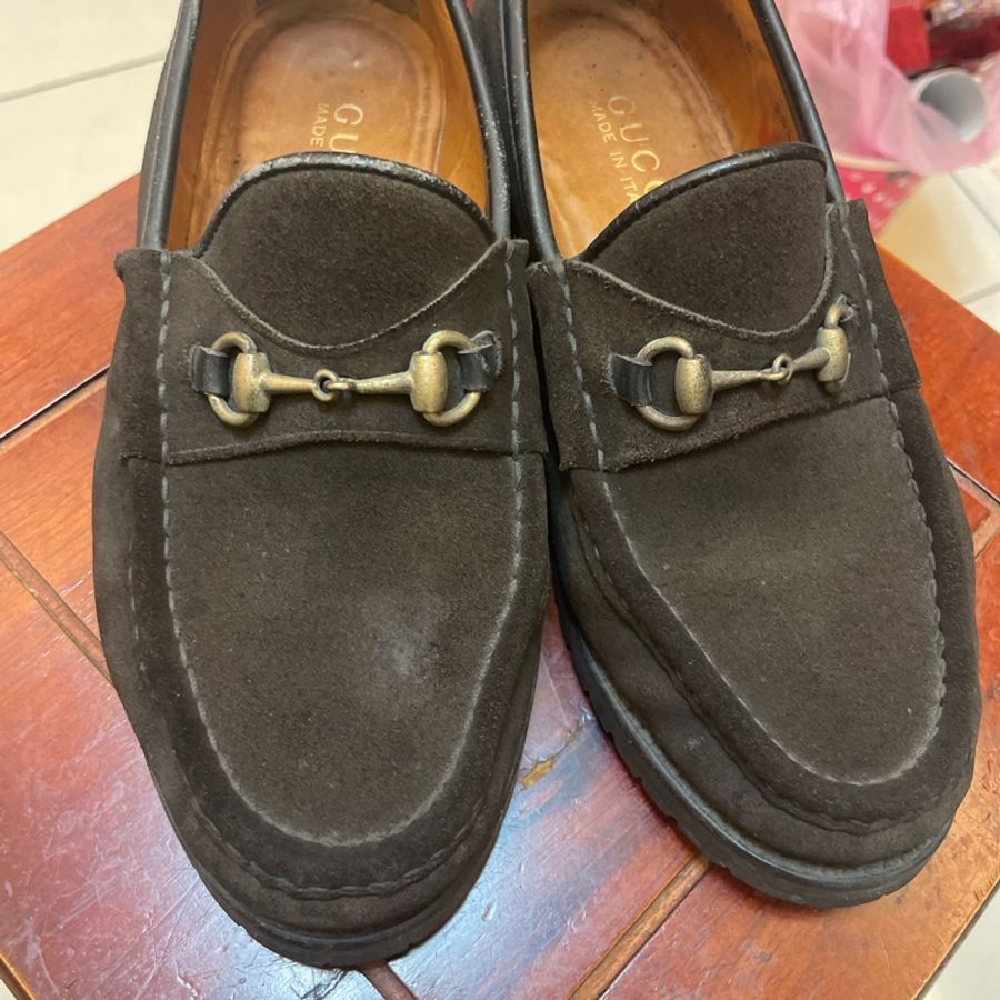 Gucci 麂皮咖啡色馬丁扣鞋35.5-0