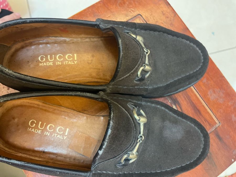 Gucci 麂皮咖啡色馬丁扣鞋35.5-9