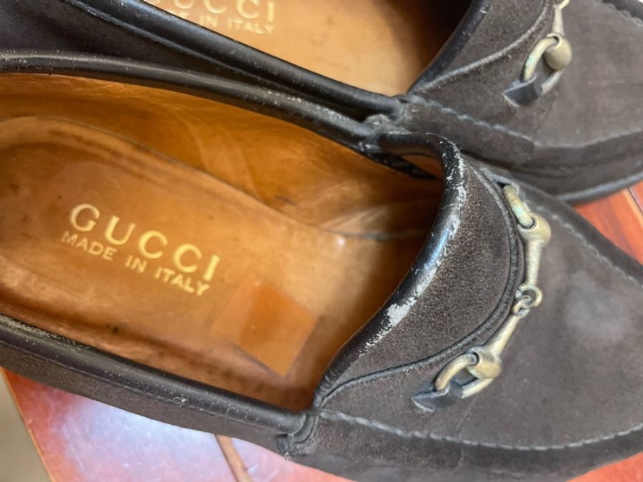 Gucci 麂皮咖啡色馬丁扣鞋35.5-18
