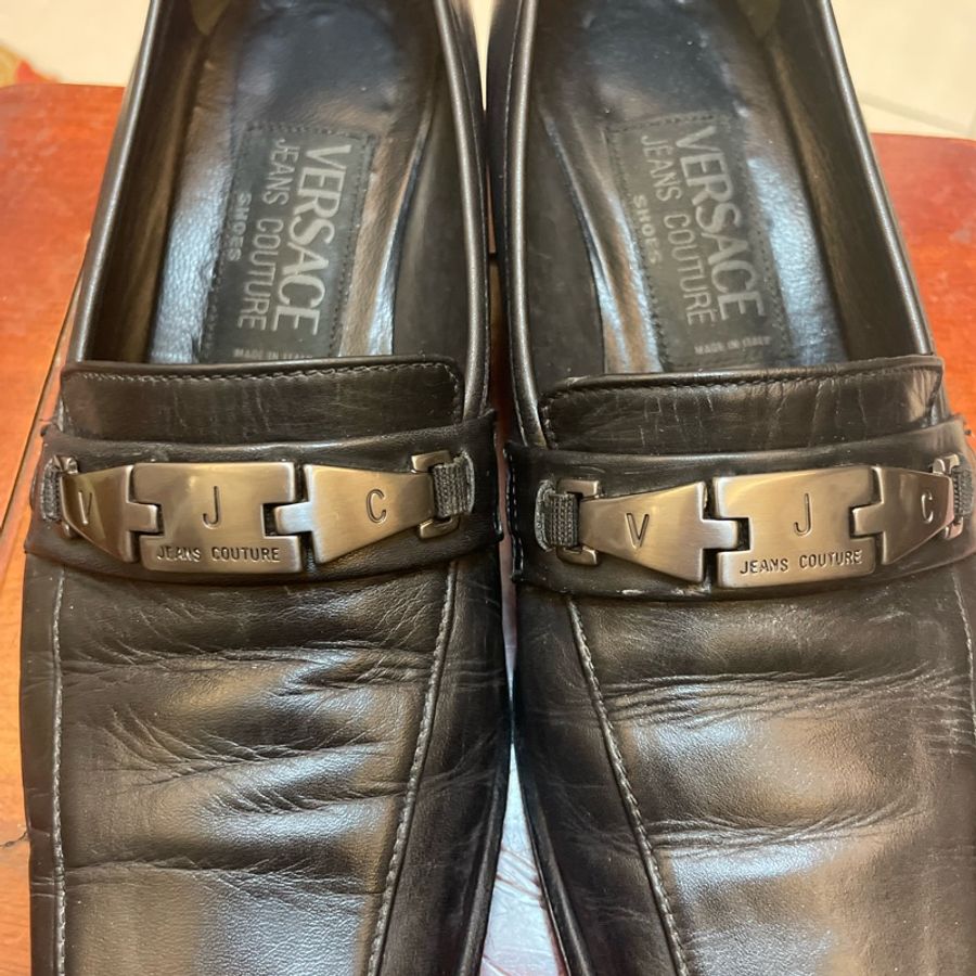 VERSACE 樂福鞋小牛皮37號-4