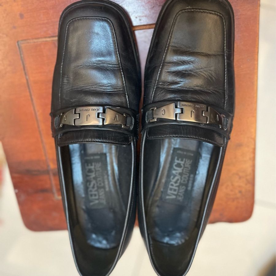 VERSACE 樂福鞋小牛皮37號-5