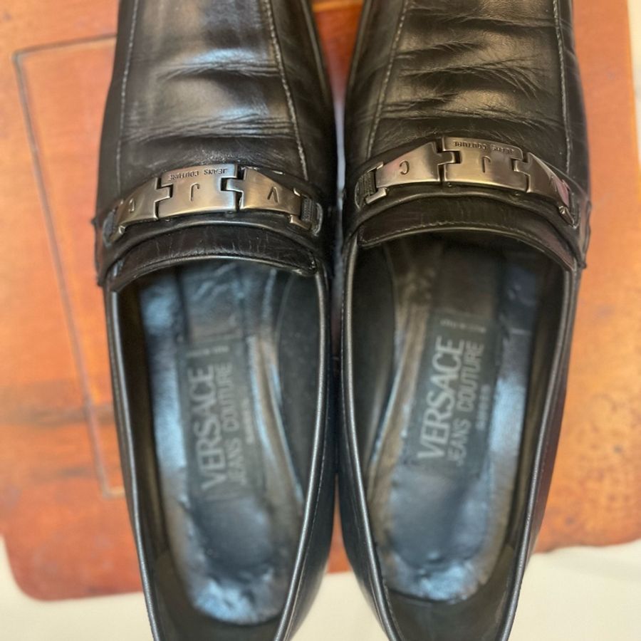 VERSACE 樂福鞋小牛皮37號-11