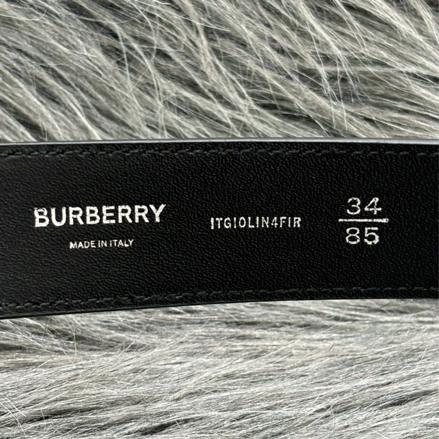 BURBERRY 經典 格紋 黑色 皮革 防水 皮釦 方釦 皮帶 腰帶 腰封 vintage 寬3公分 全新商品-9