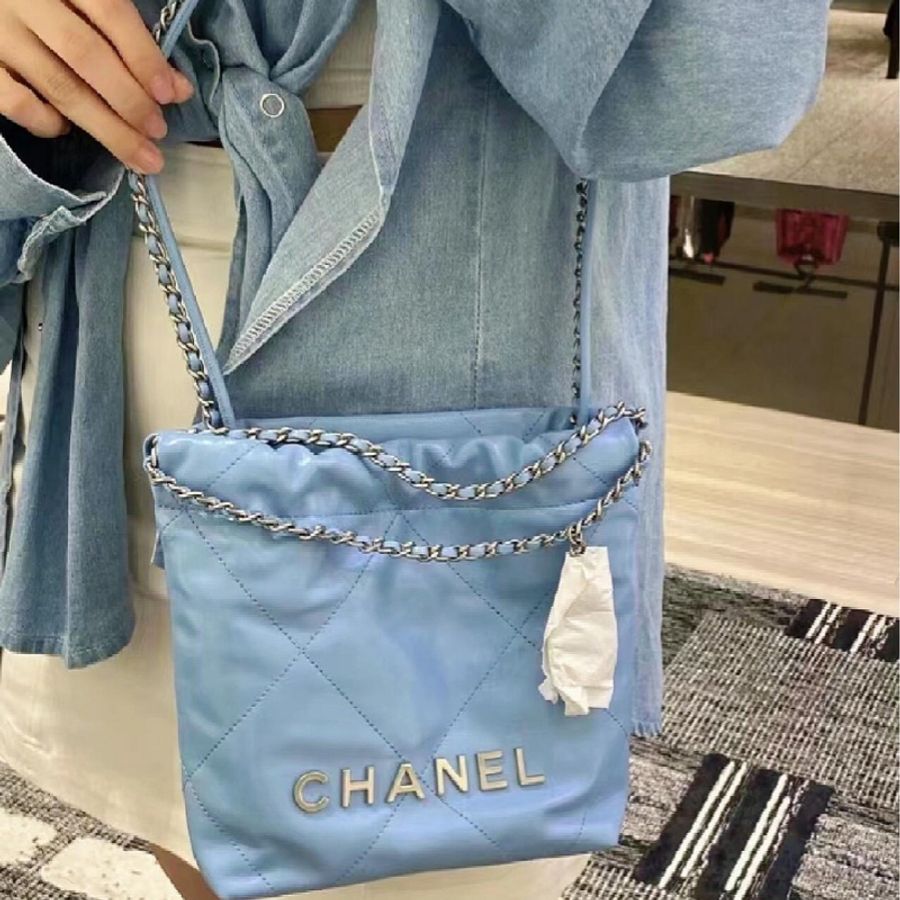 Chanel mini 22bag芯片款🩵全配閒置品🈶購證 部分五金帶膜 #全網最低🔥-8
