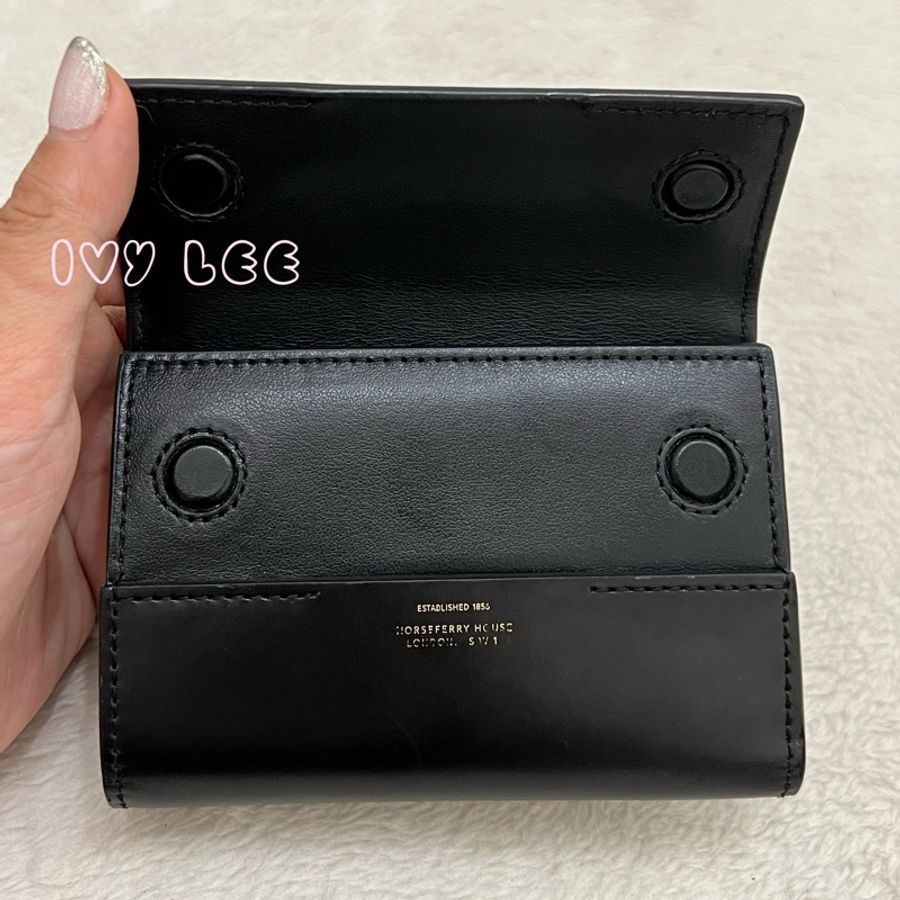 Burberry Horseferry 印花真皮折疊皮夾 經典黑 短夾 二手精品-3