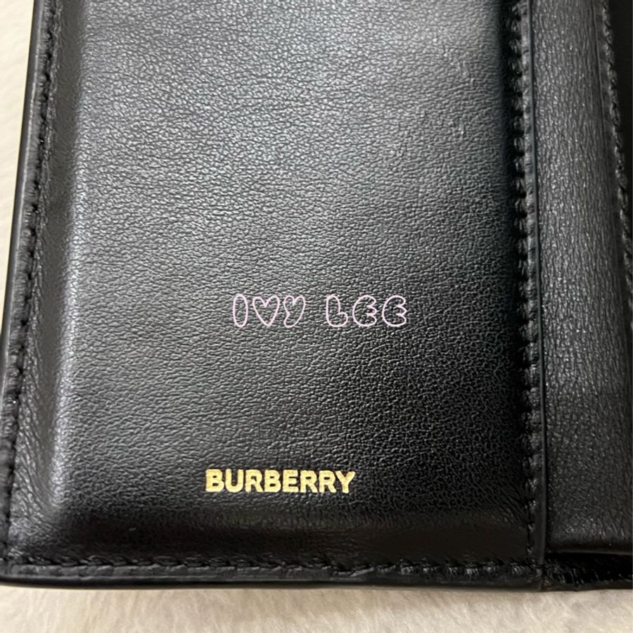 Burberry Horseferry 印花真皮折疊皮夾 經典黑 短夾 二手精品-5