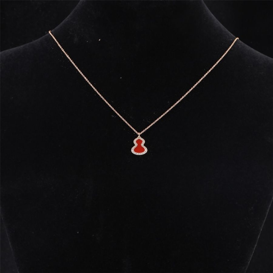 Qeelin(麒麟珠寶) Petite Wulu 18K玫瑰金鑽石及紅瑪瑙項鏈 18K玫瑰金/鑽石/紅玉髓 項鏈 玫瑰金-0