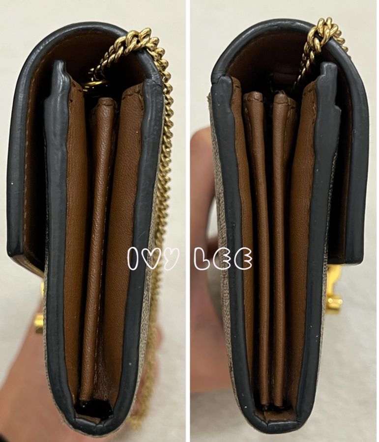 GUCCI GG Supreme 掛鎖鏈條 長錢包 小肩包 長夾 woc 453506 黑棕色 手提包 二手精品-21