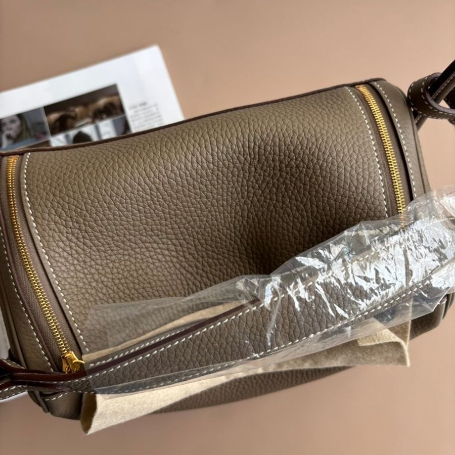 ::HERMES:: W刻 大象灰牛皮金釦LINDY 26手提肩背包-10