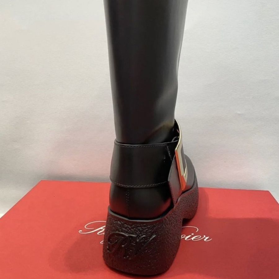🌿春季限時降價🌿Roger Vivier 女款 Viv Rangers 騎士平底靴 黑色 增高6公分 IT39.5/40(購買請訊息告知需要尺寸)-3