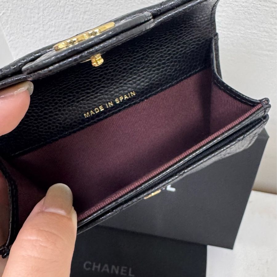 Chanel 香奈兒芯片款黑金經典卡包-9