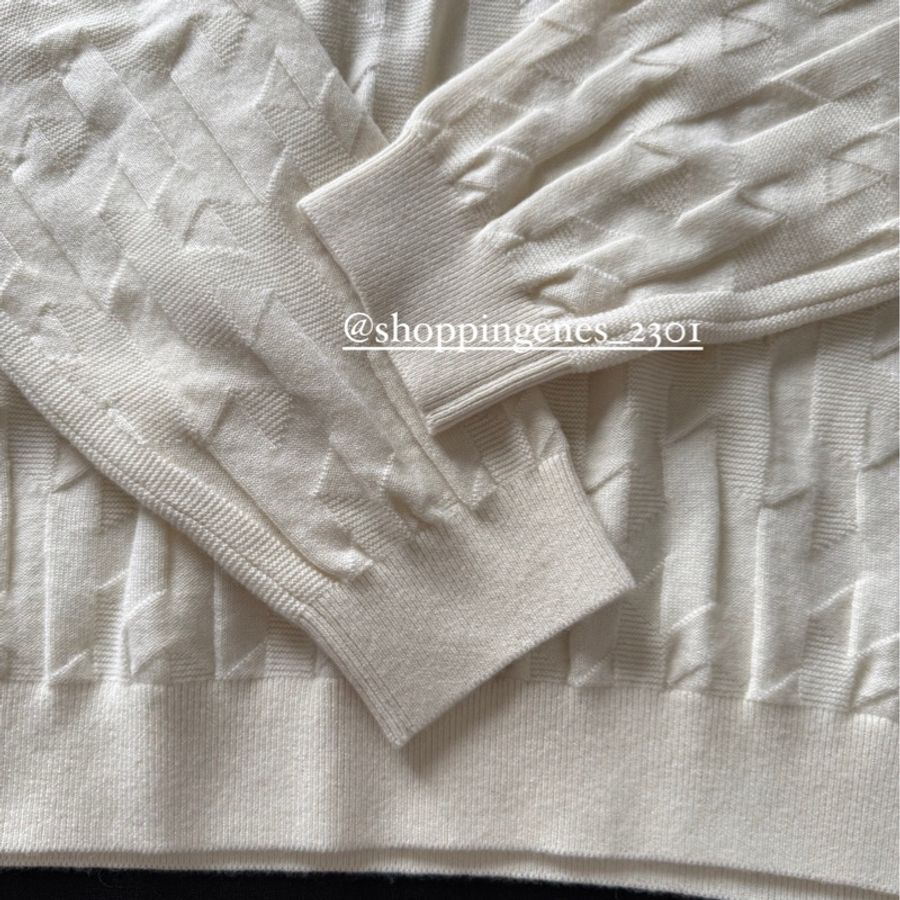 愛馬仕 Hermes 全新品 高領純羊毛針織上衣 米白色 尺寸40-5