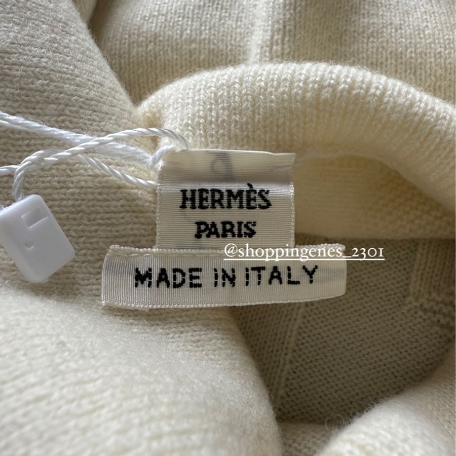 愛馬仕 Hermes 全新品 高領純羊毛針織上衣 米白色 尺寸40-7