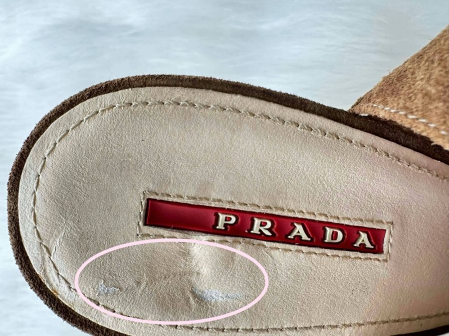 [2.6折］PRADA 蝴蝶結 高級麂皮高跟涼鞋 37號-8