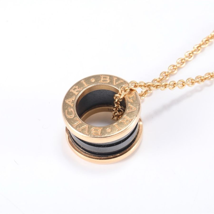 BVLGARI(寶格麗) B.ZERO1 彈簧項鏈 三環扣 18K玫瑰金/黑陶瓷 項鏈 玫瑰金-2