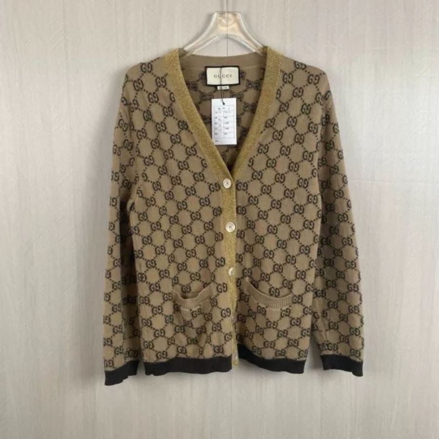 GUCCI 金線滿LOGO針織外套 L號 幾乎全新-2