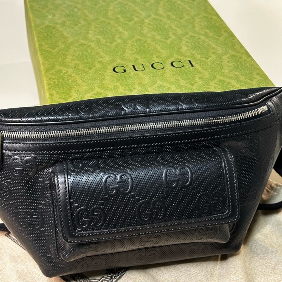 Gucci 腰包645093黑色壓花皮革-1