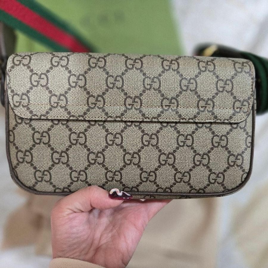 GUCCI Ophidia 經典印花翻蓋斜背包.駝/棕-閒置近新-6