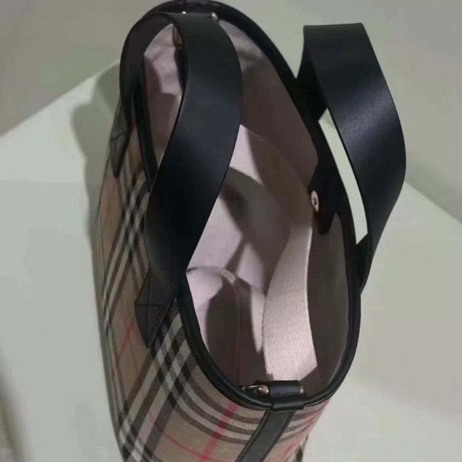 全新Burberry格紋小托特 可單肩可手提包-4