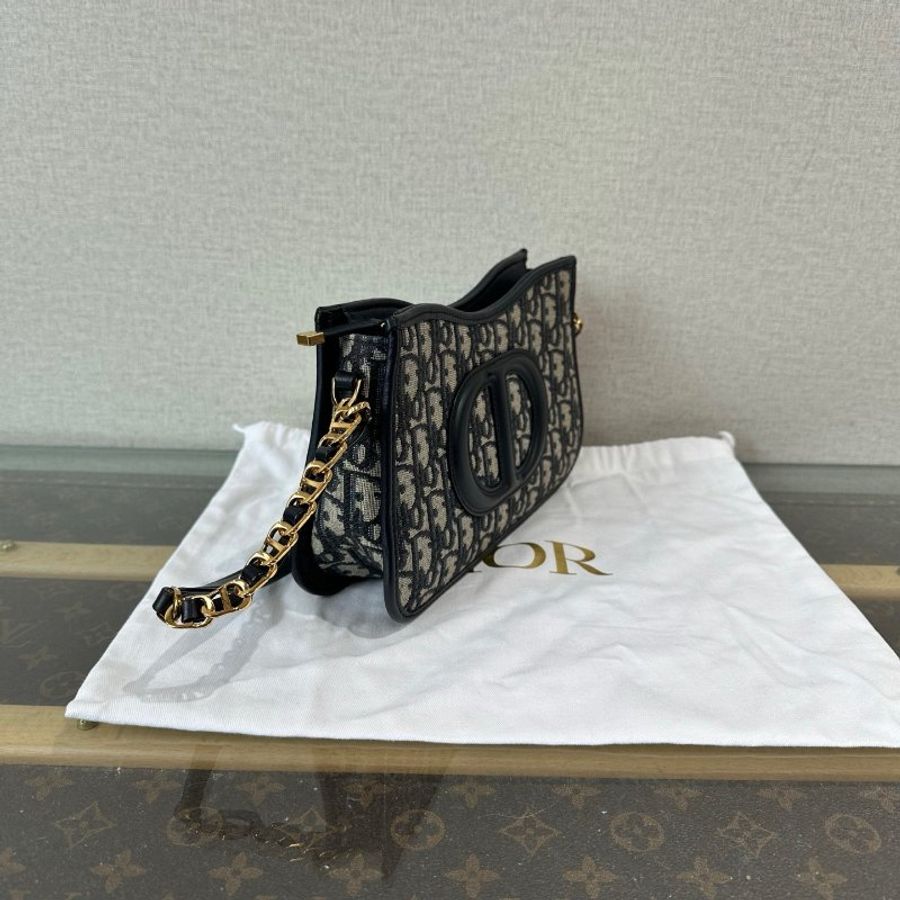 DIOR迪奧 CD Signature CD標誌拉鍊開合 Oblique 印花肩包 單肩包 迷你女 藍色 貨號S2213UTZQ-M928 全新正貨-1