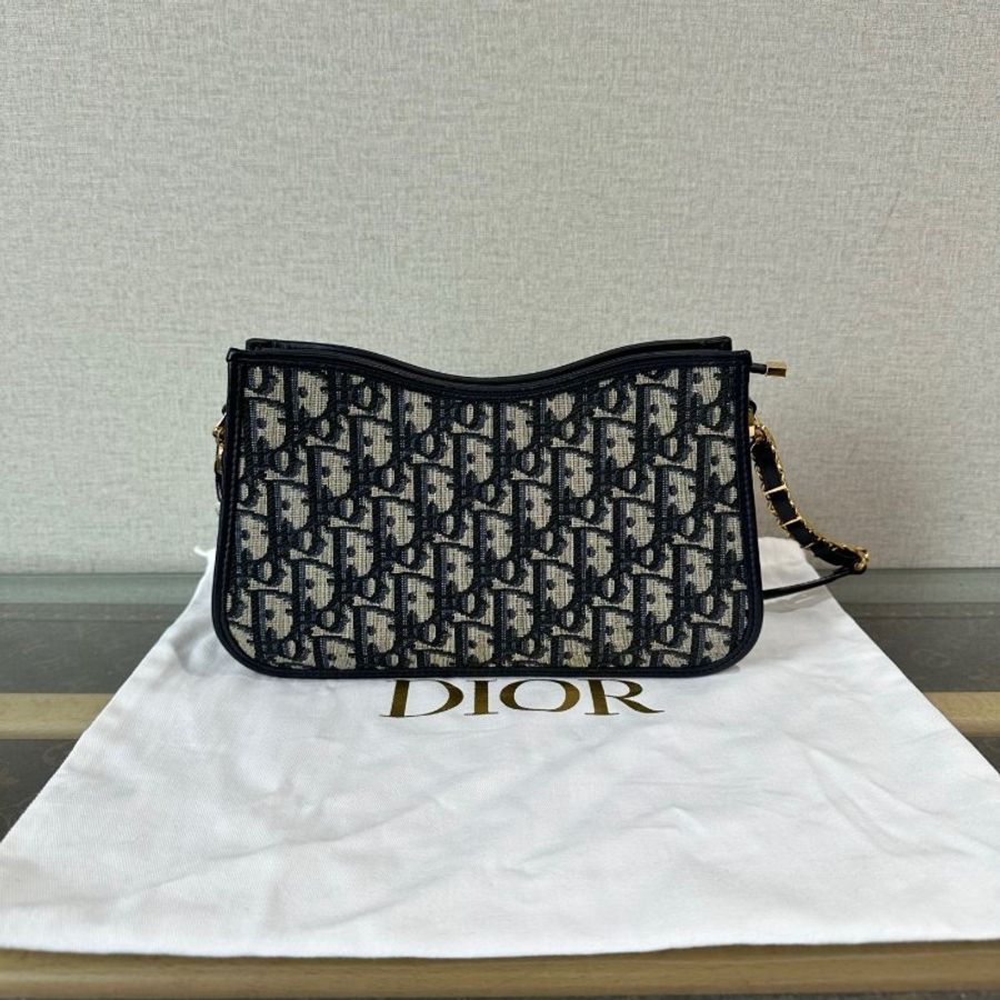 DIOR迪奧 CD Signature CD標誌拉鍊開合 Oblique 印花肩包 單肩包 迷你女 藍色 貨號S2213UTZQ-M928 全新正貨-5