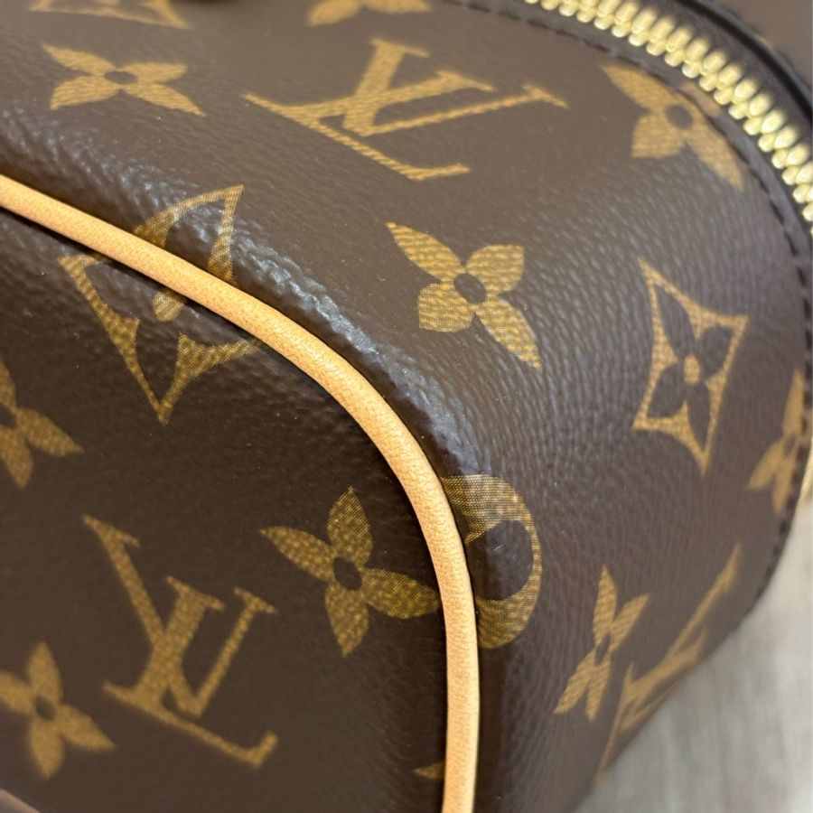 LV M44936 原花 字紋 NICE NANO 方盒子 便當包 化妝包 手提包 化妝箱-6