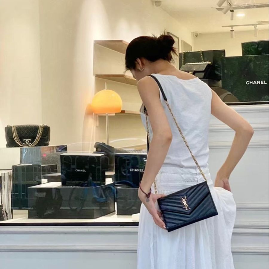 (售出)YSL 信封包小號魚子醬 黑金-7