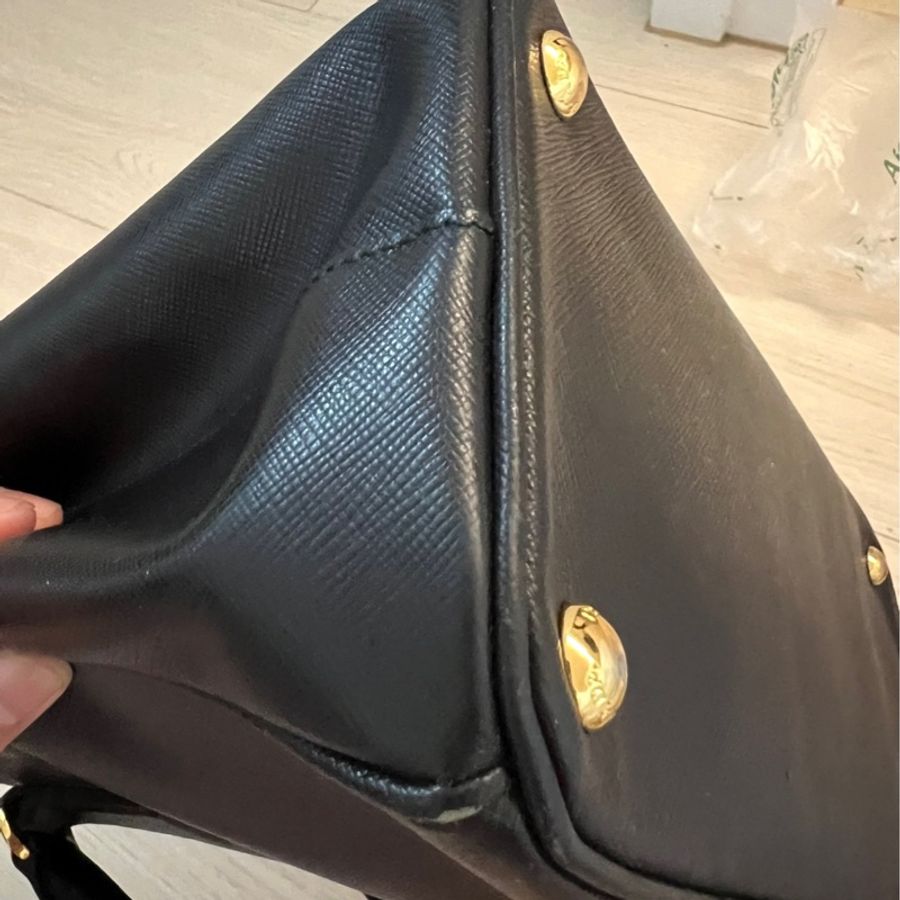 正品二手Prada Galleria Saffiano 防刮牛皮兩用包,黑色-14