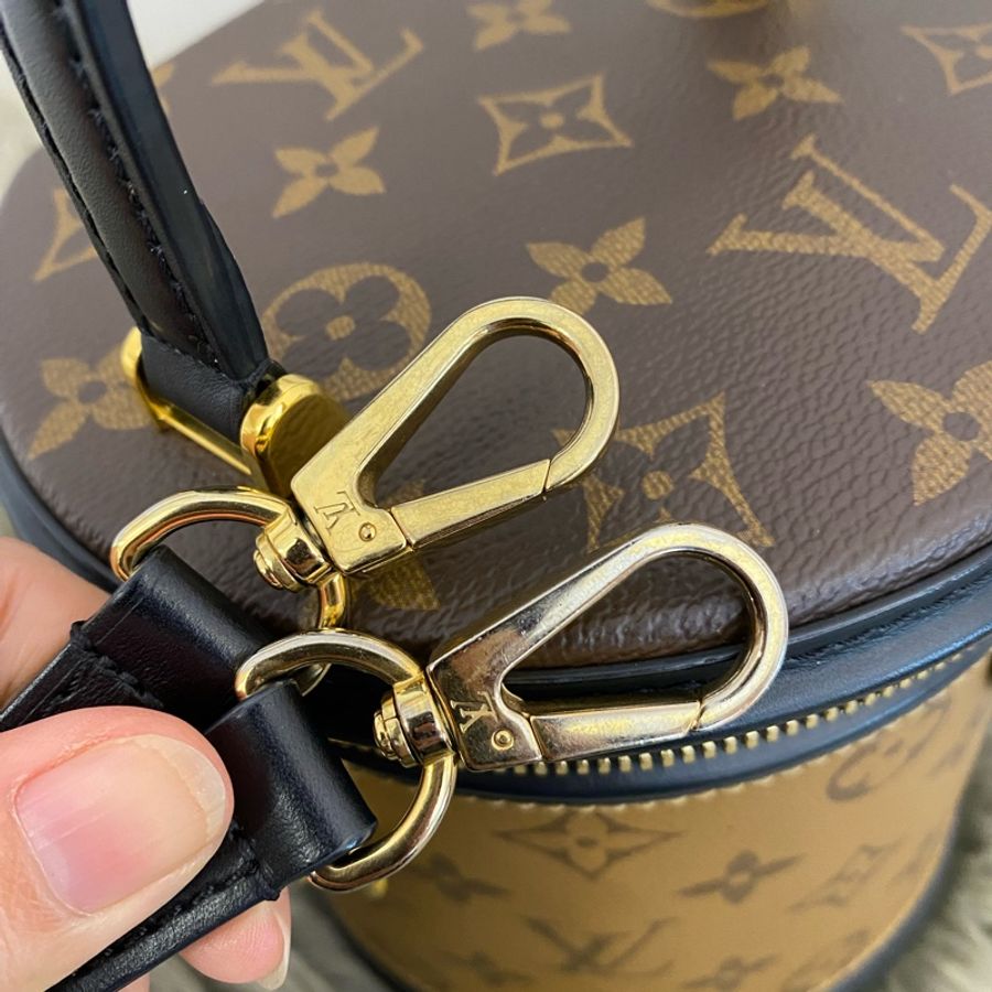 Louis Vuitton Cannes 老花拼黑色發財桶 手提單肩斜挎-7